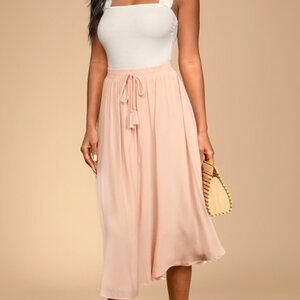 Lulus Regatta Blush Pink Tassel Midi Skirt - Size S